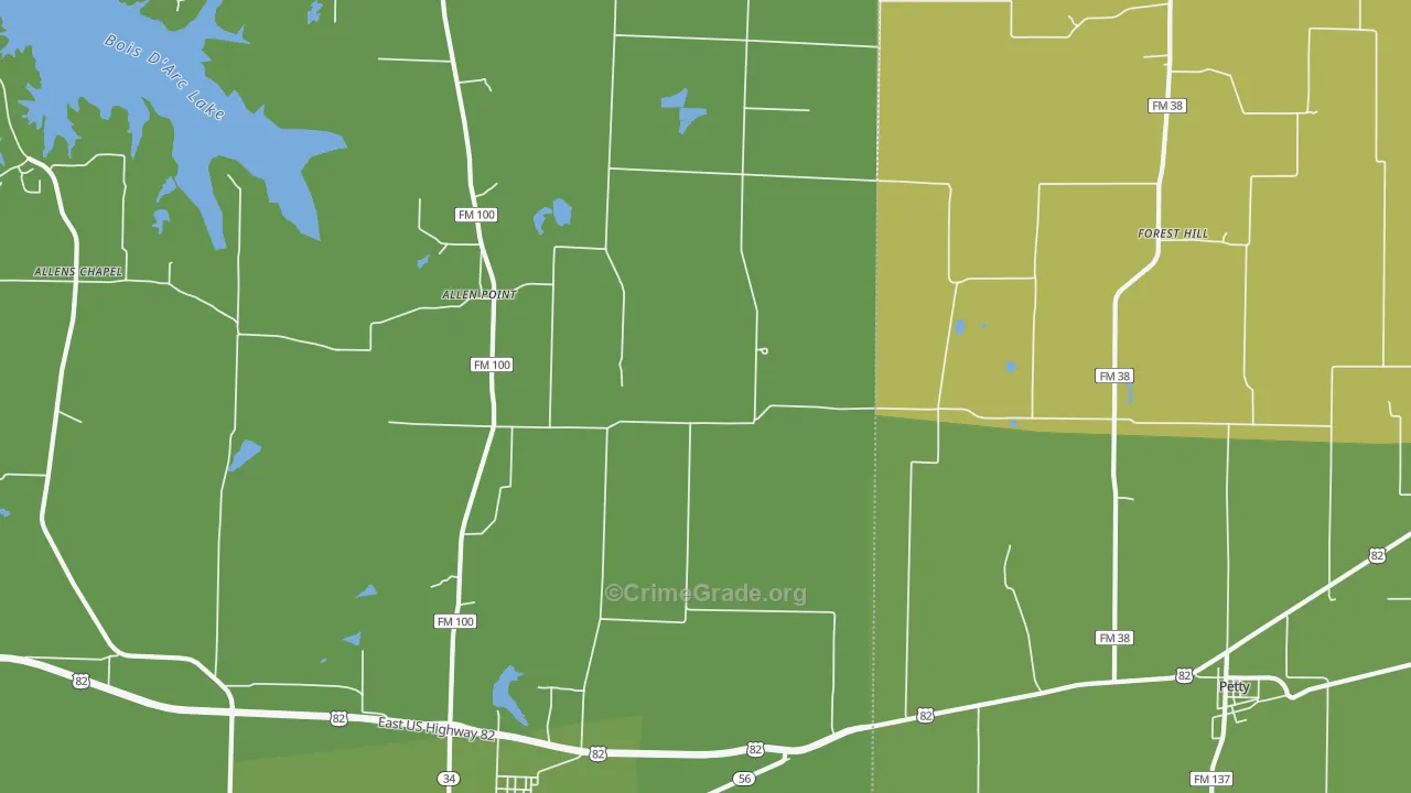 Tigertown, TX Map of Murder Rates