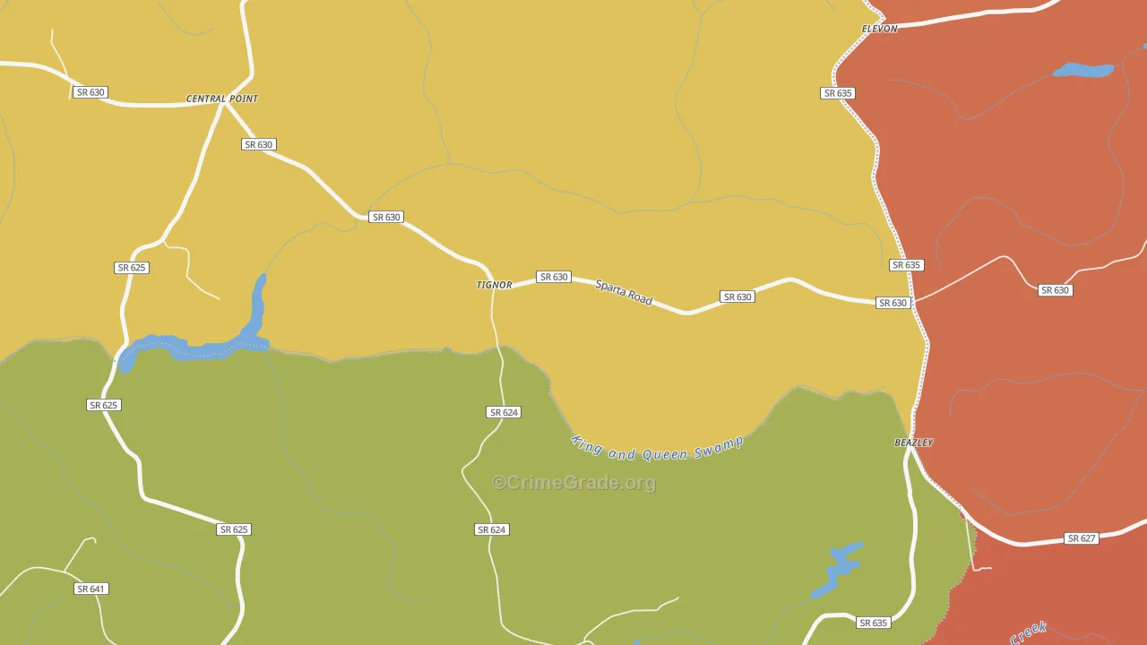 Tignor, VA Map of Murder Rates