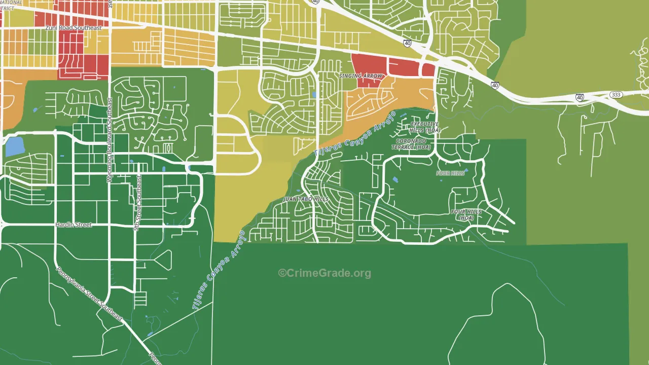 Tijeras Arroyo, Albuquerque, NM Map of Murder Rates