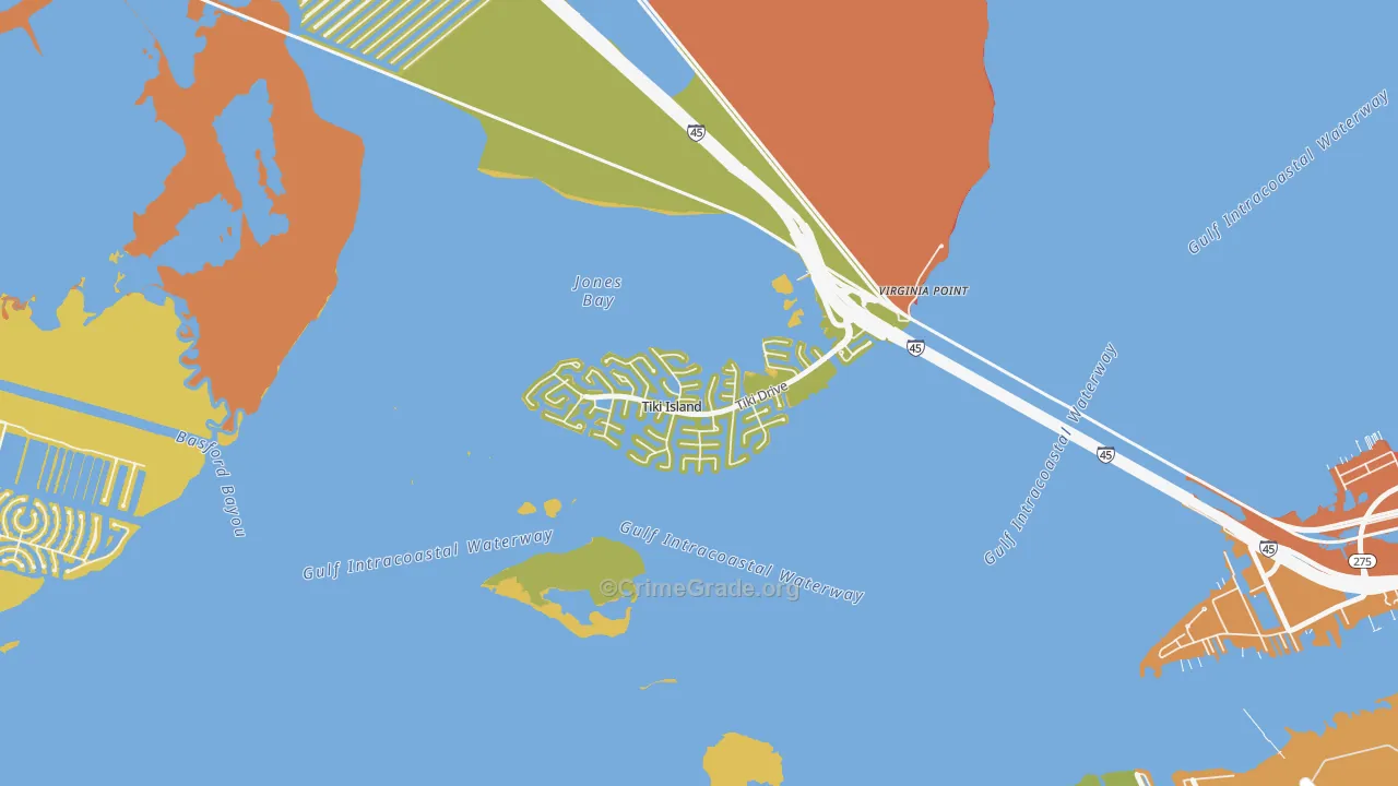 Tiki Island, TX Map of Murder Rates