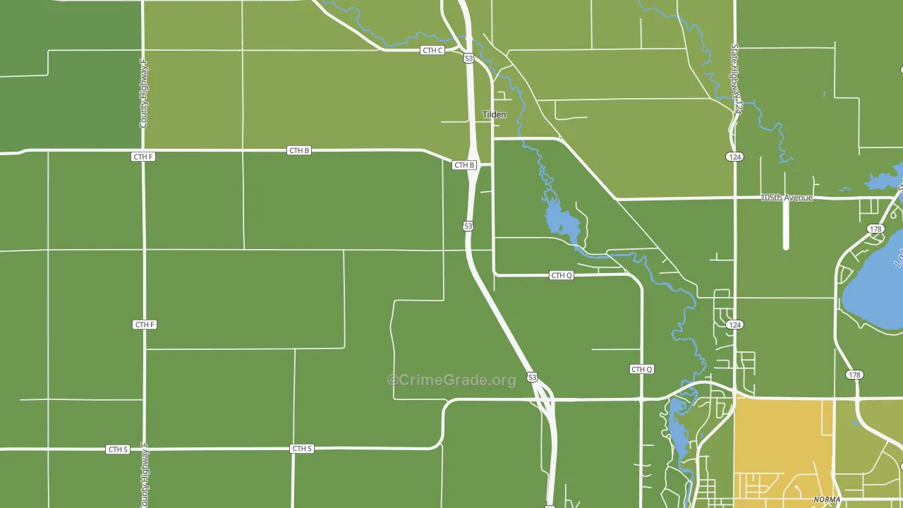 Tilden, WI Map of Murder Rates