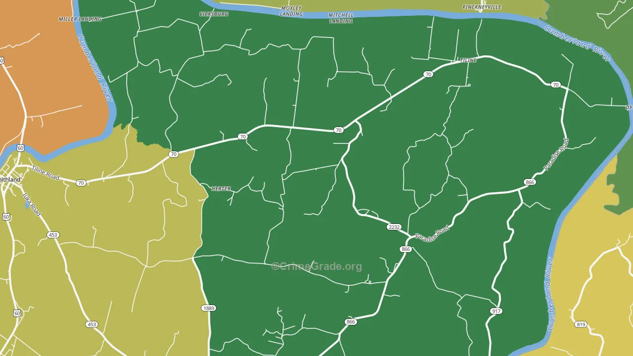 Tiline, KY Map of Murder Rates