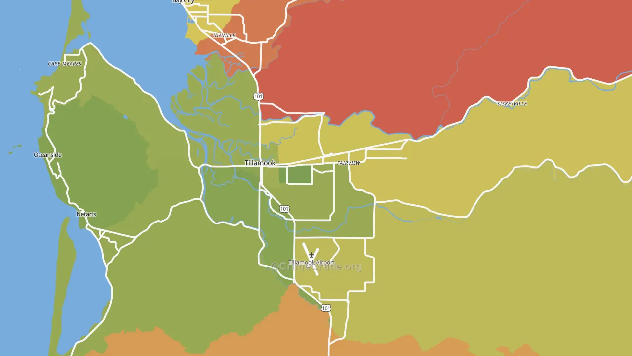 Tillamook, OR Map of Murder Rates