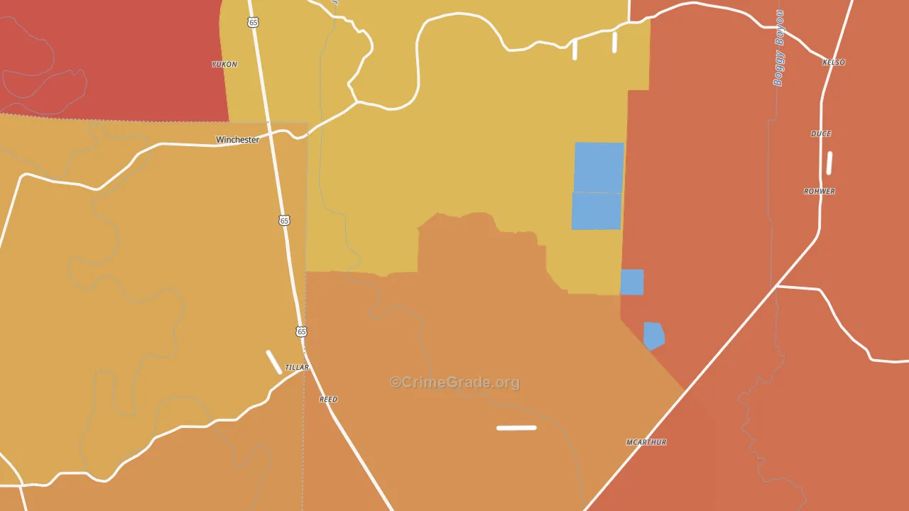 Tillar, AR Map of Murder Rates