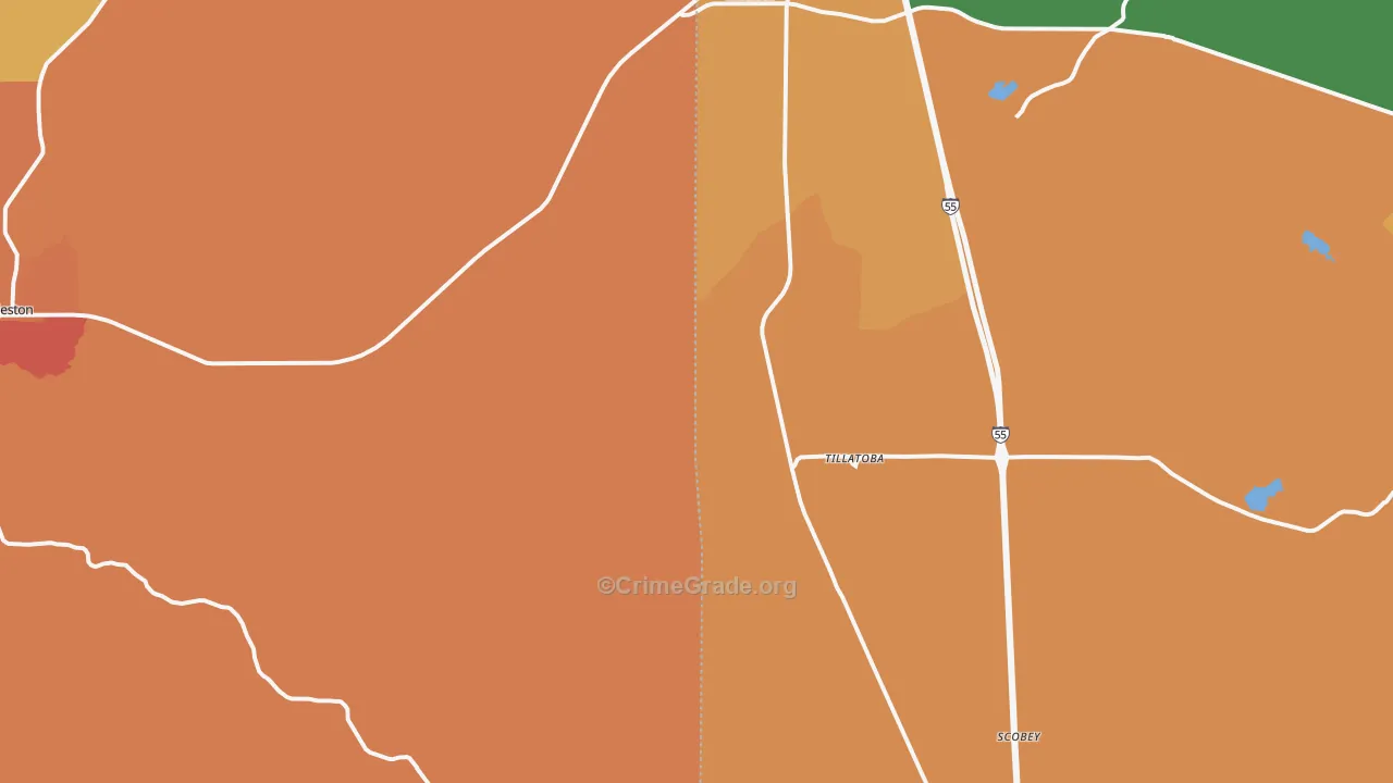 Tillatoba, MS Map of Murder Rates