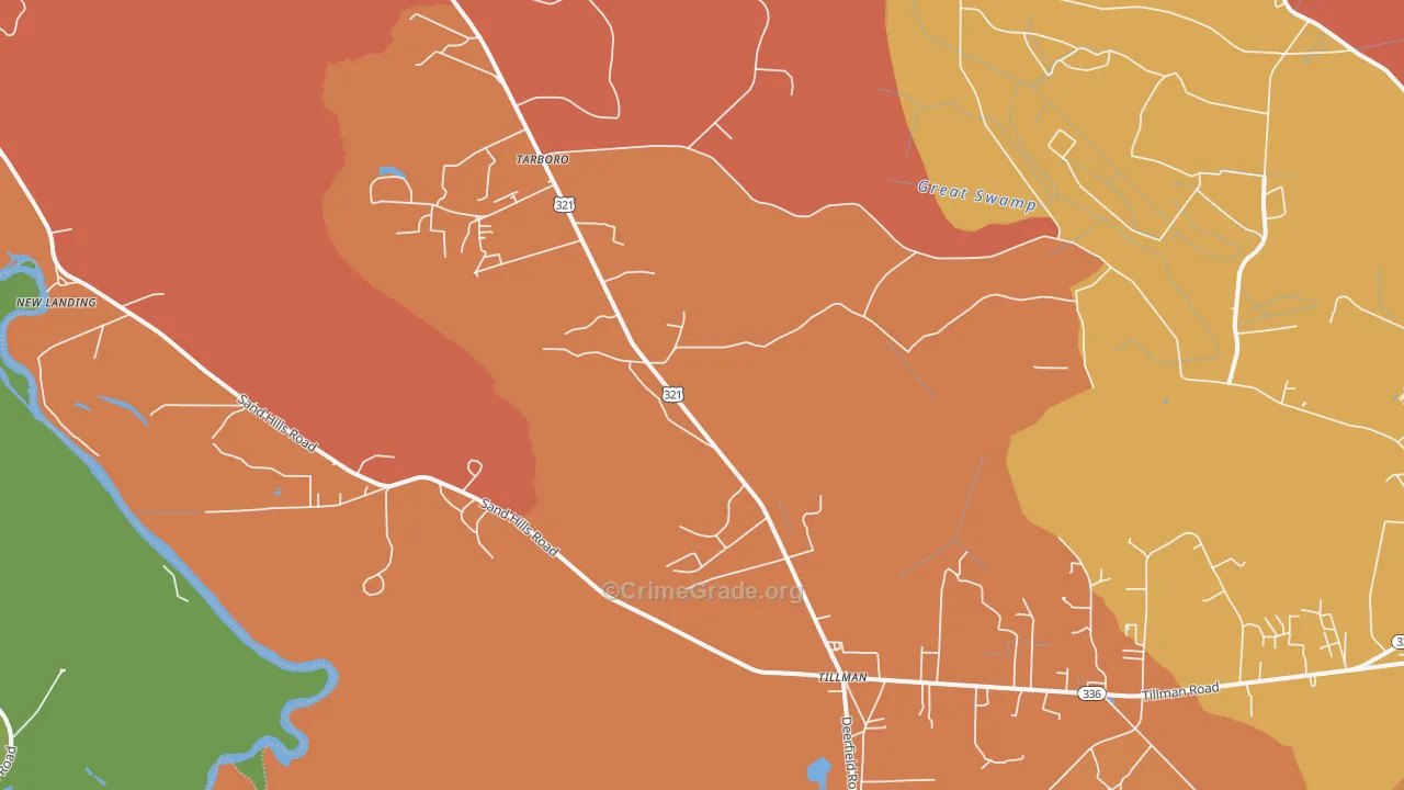 Tillman, SC Map of Murder Rates