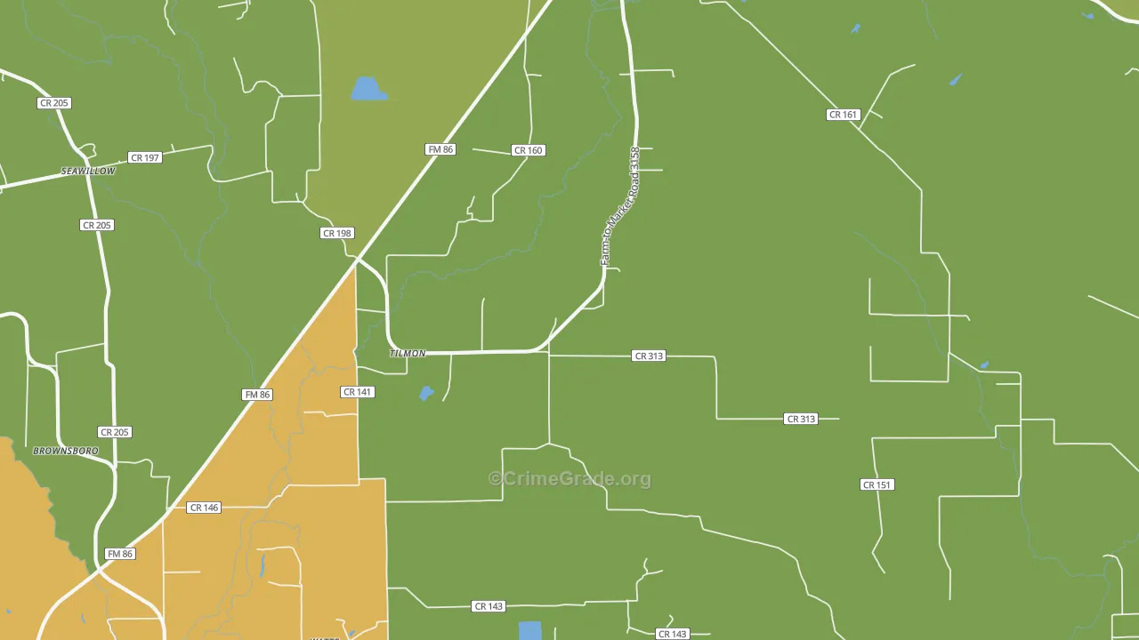 Tilmon, TX Map of Murder Rates