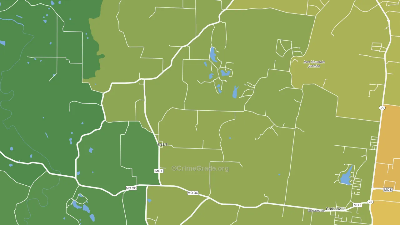 Tilsit, MO Map of Murder Rates