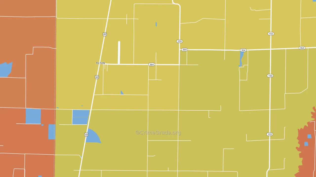 Tilton, AR Map of Murder Rates