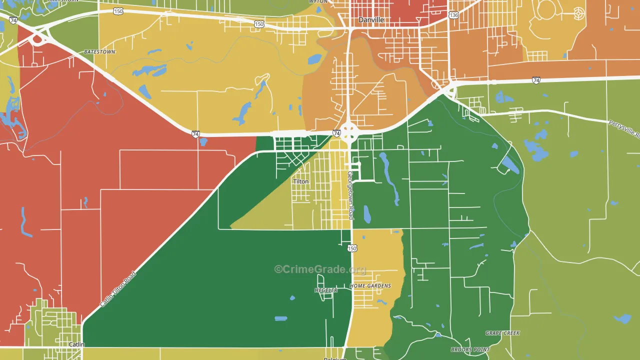 Tilton, IL Map of Murder Rates