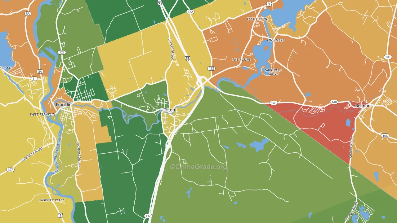 Tilton, NH Map of Murder Rates