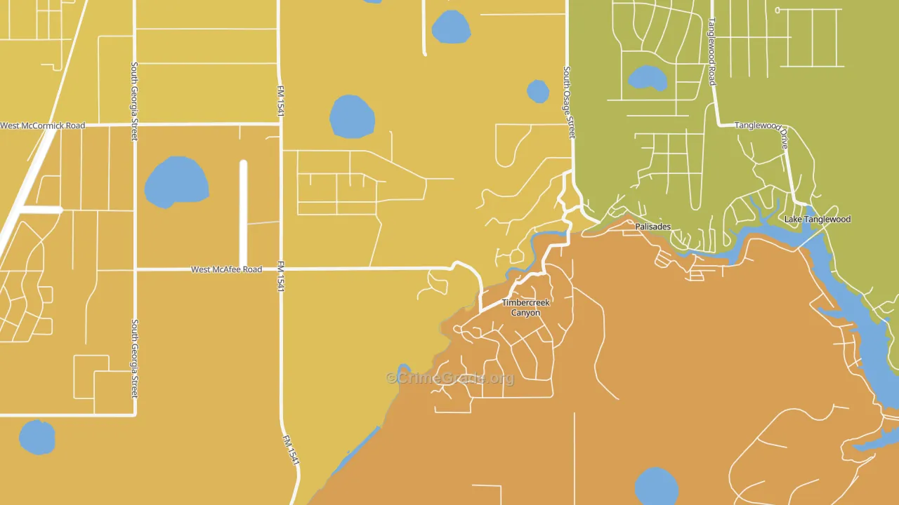 Timbercreek Canyon, TX Map of Murder Rates