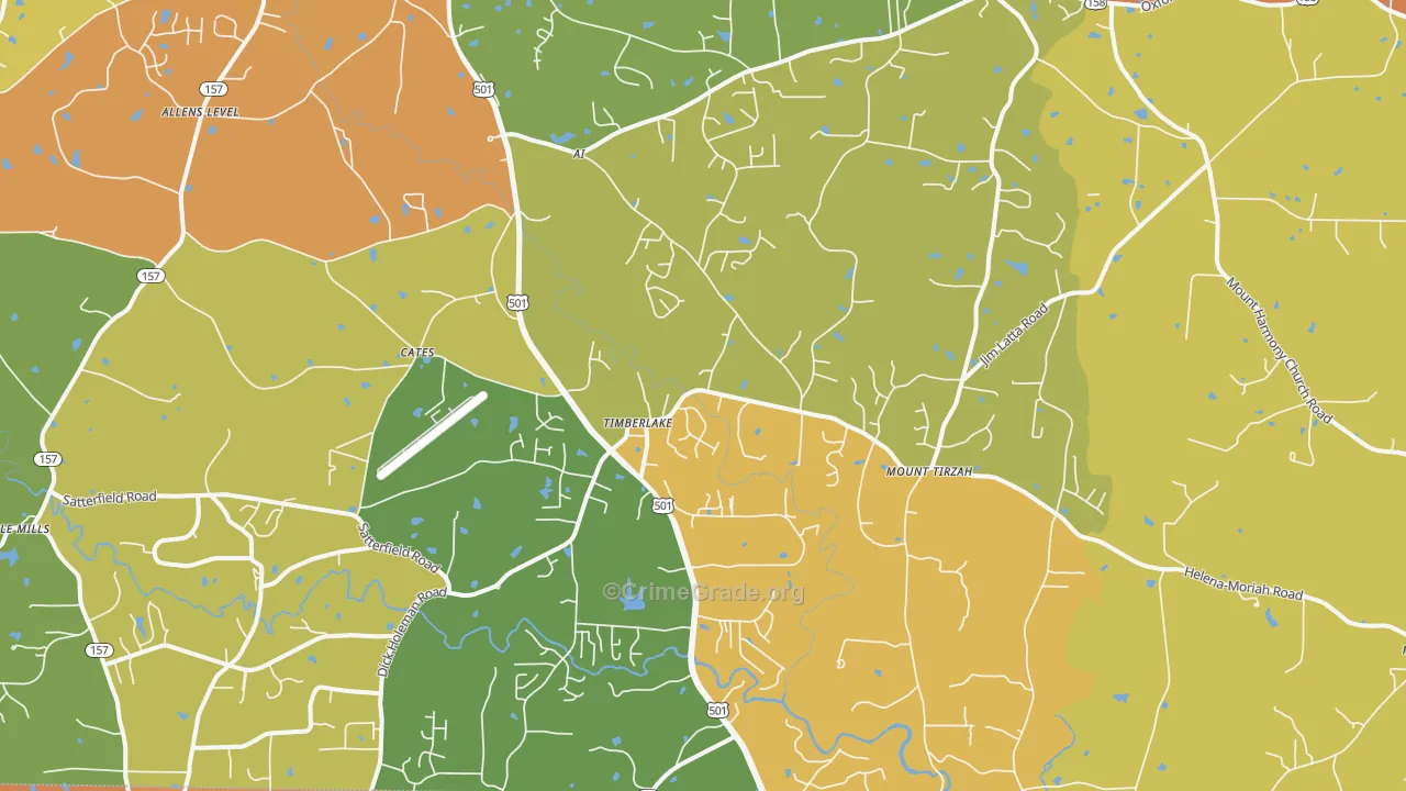 Timberlake, NC Map of Murder Rates