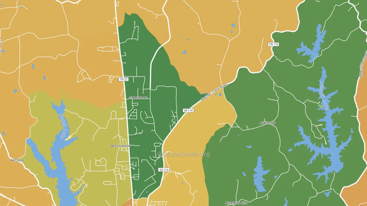 Timberlake, TN Map of Murder Rates