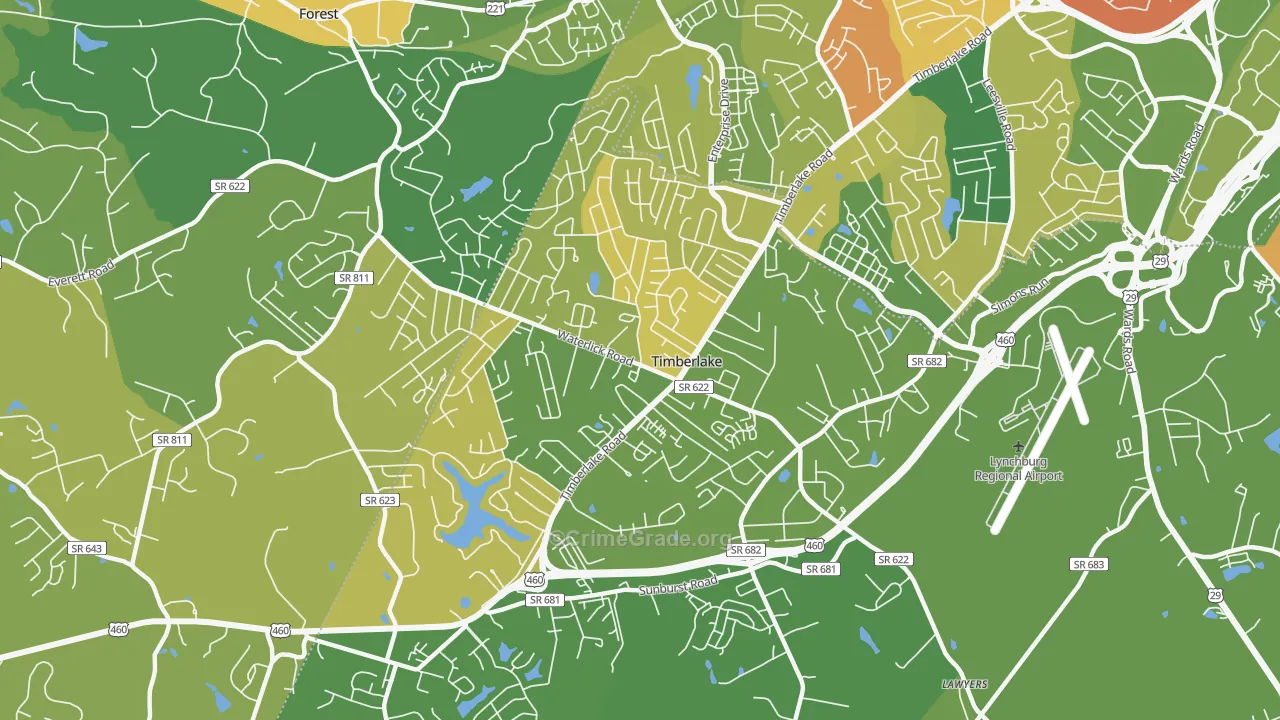 Timberlake, VA Map of Murder Rates