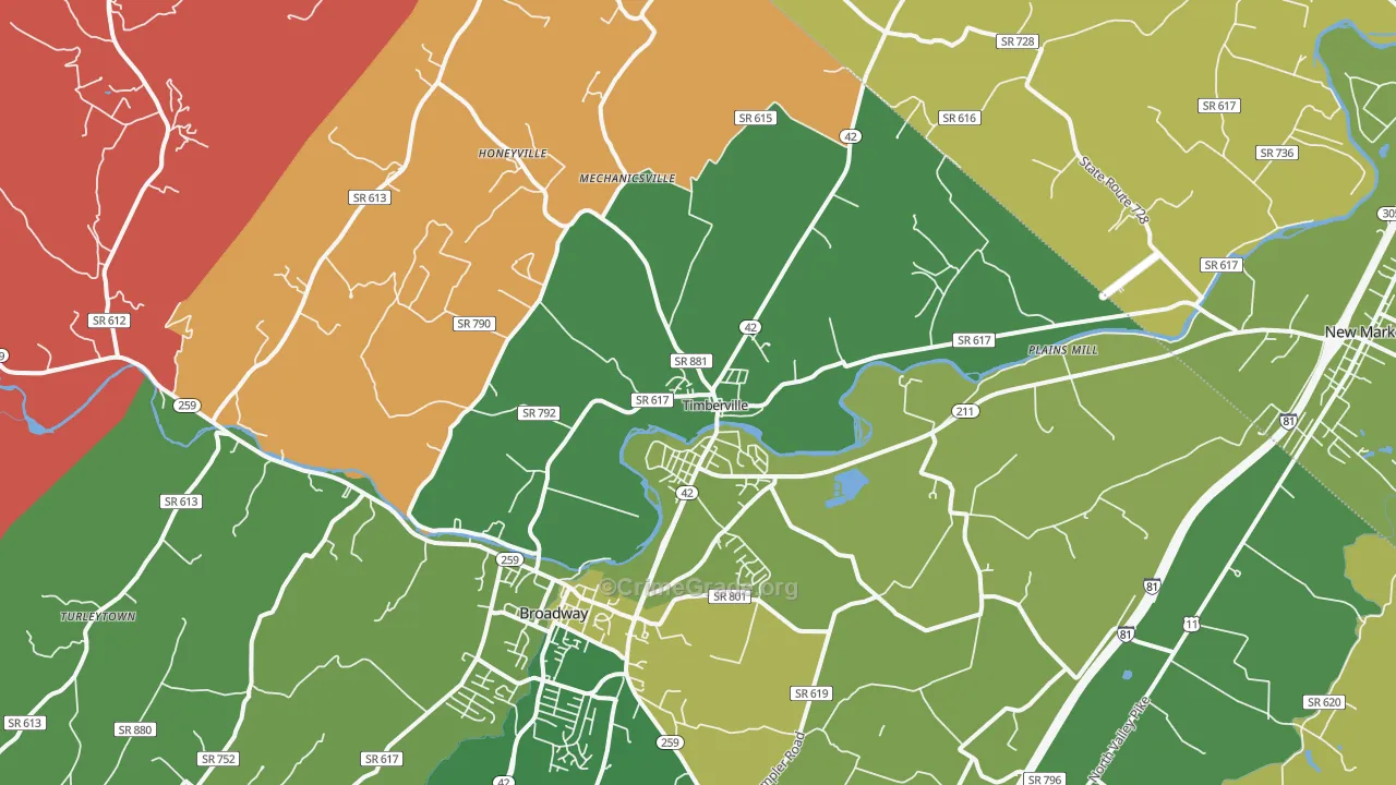 Timberville, VA Map of Murder Rates
