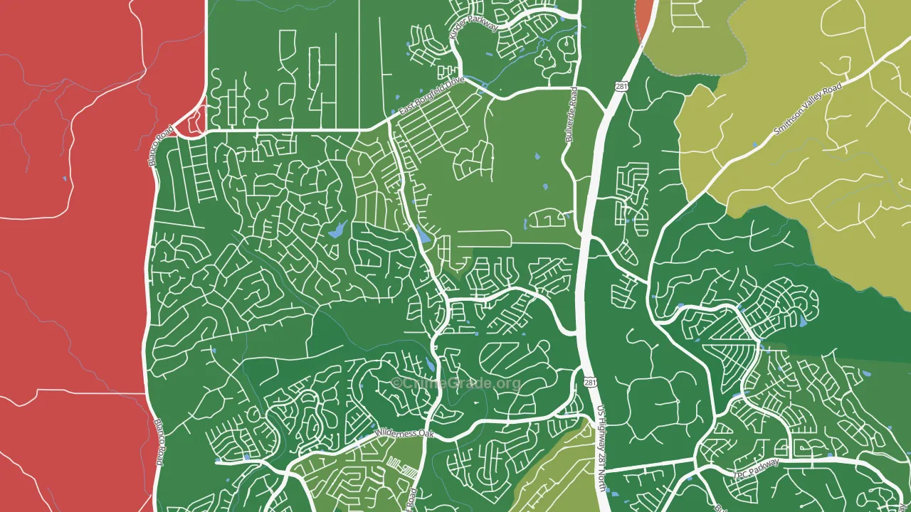 Timberwood Park, TX Map of Murder Rates