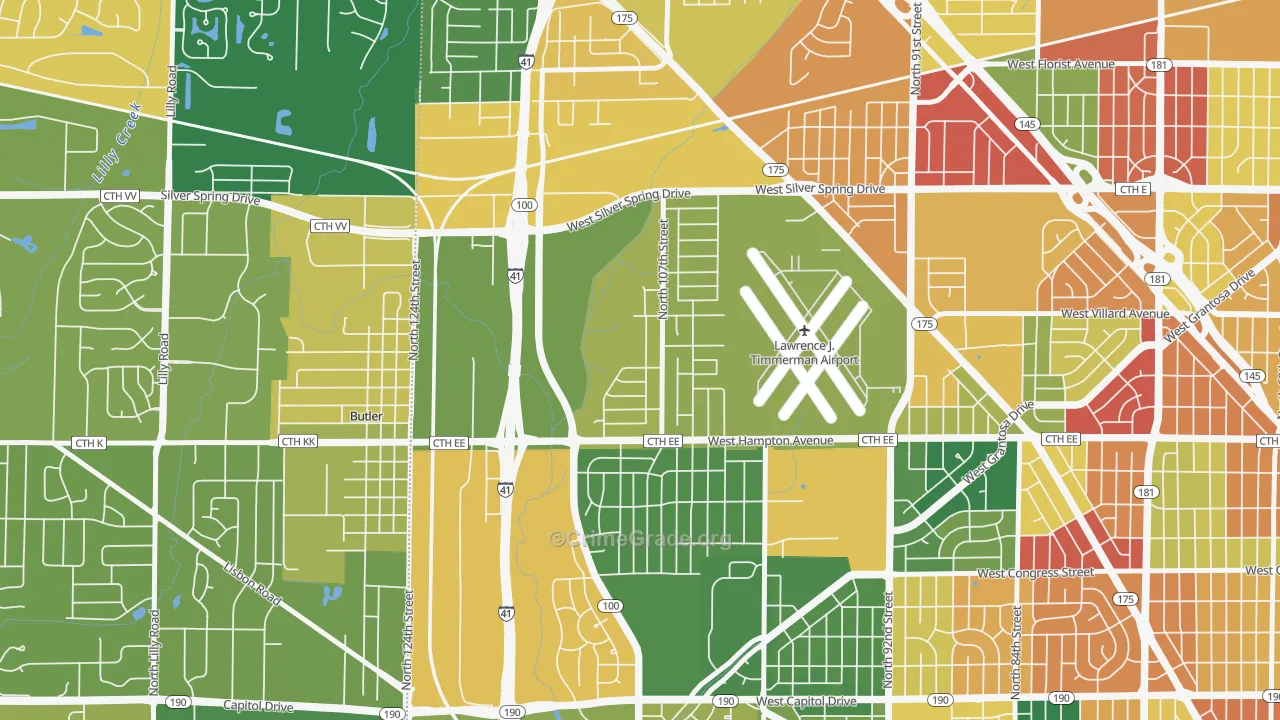 Timmerman West, Milwaukee, WI Map of Murder Rates