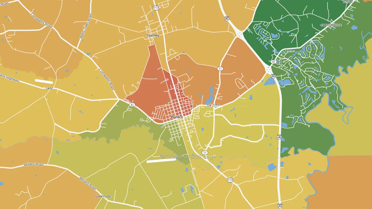 Tin City, NC Map of Murder Rates