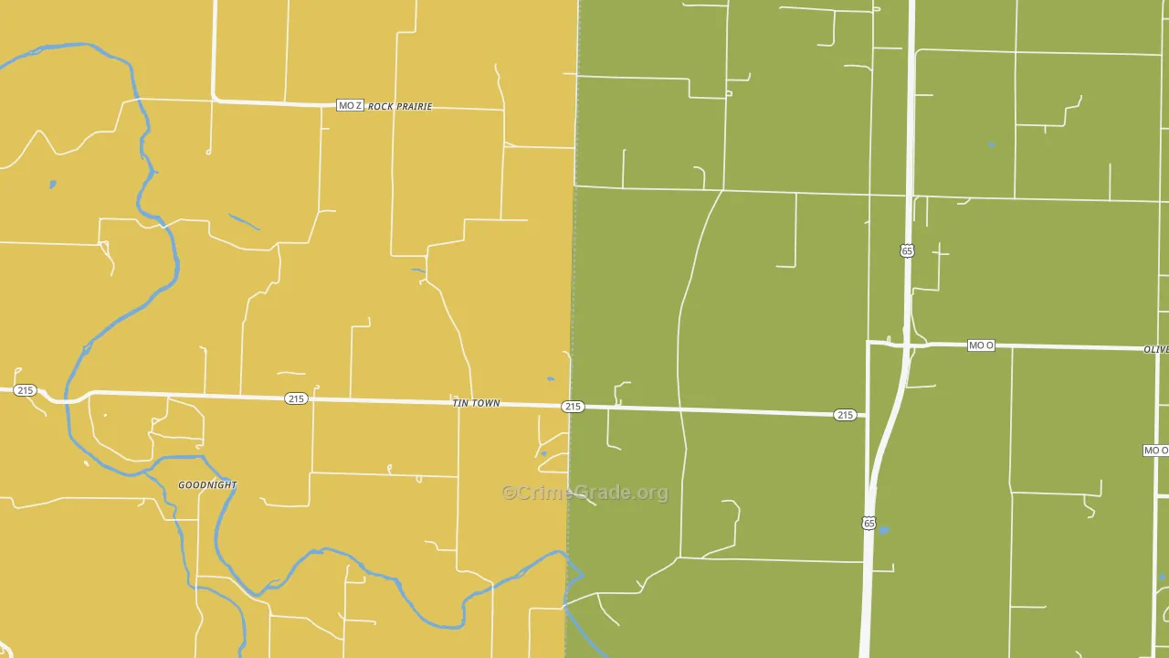 Tin Town, MO Map of Murder Rates