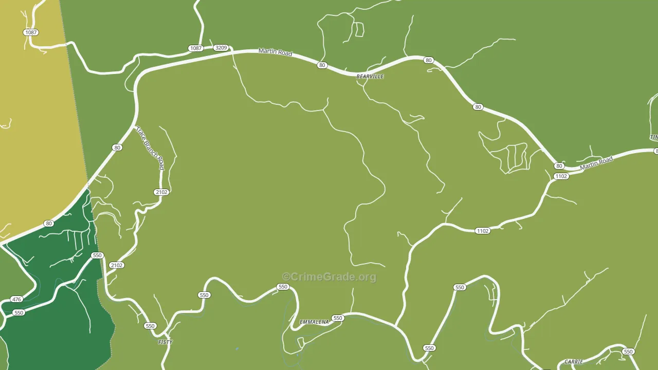 Tina, KY Map of Murder Rates