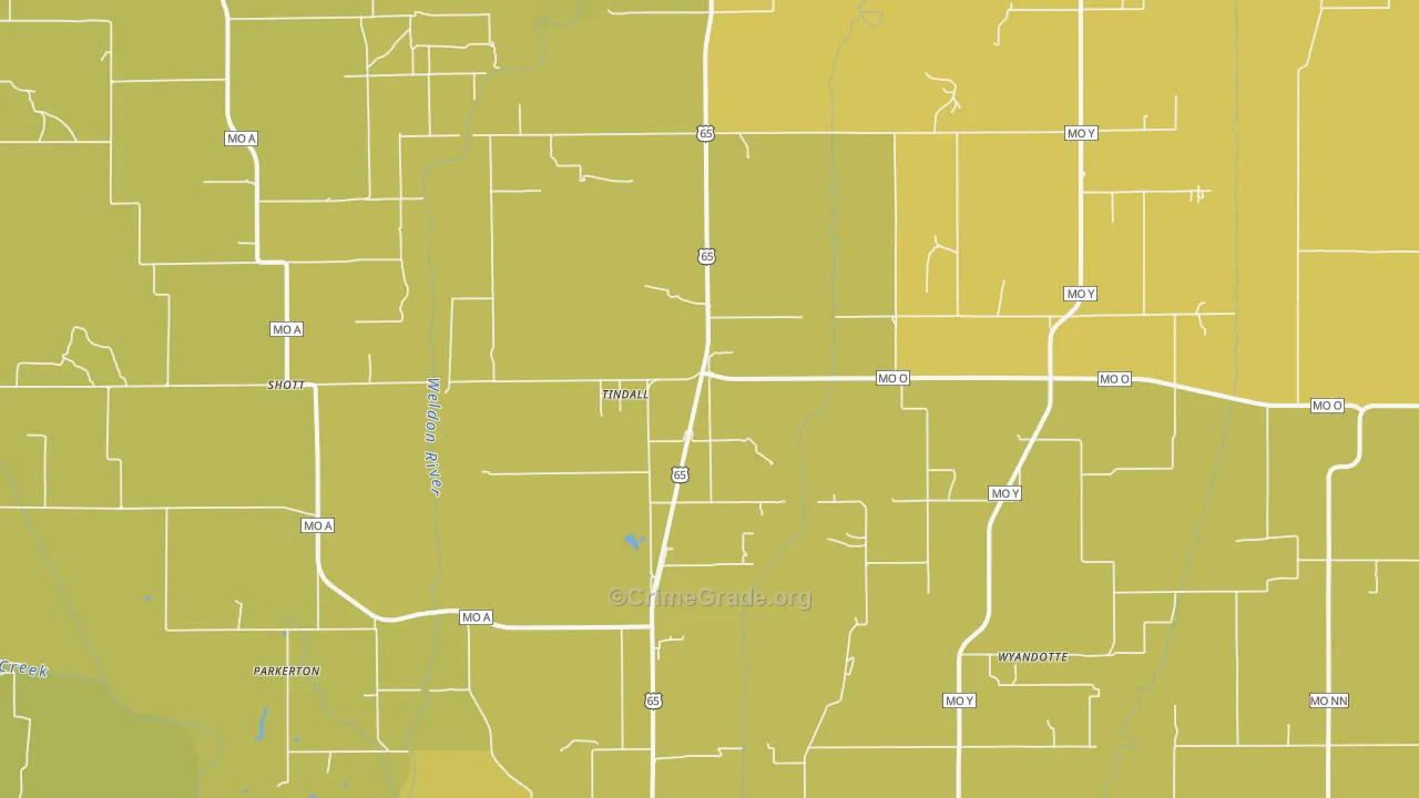 Tindall, MO Map of Murder Rates