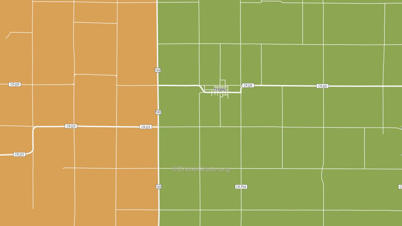 Tingley, IA Map of Murder Rates