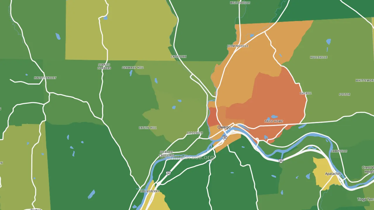 Tioga County, NY Map of Murder Rates