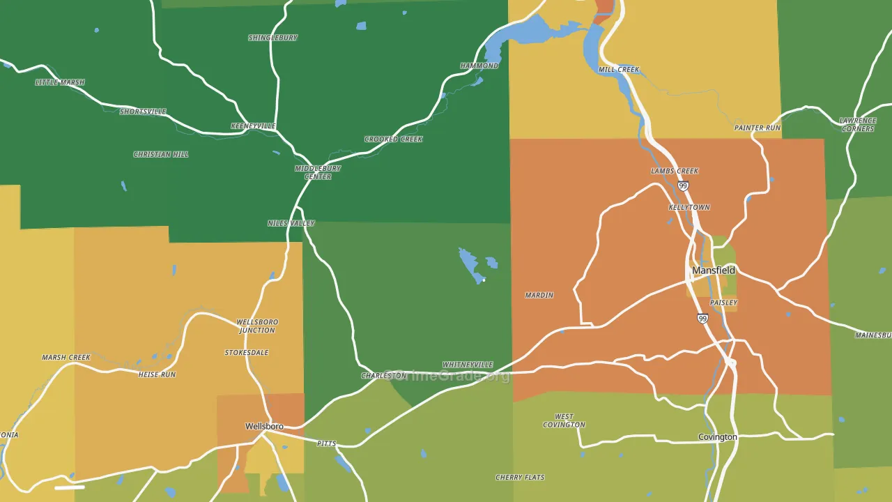 Tioga County, PA Map of Murder Rates
