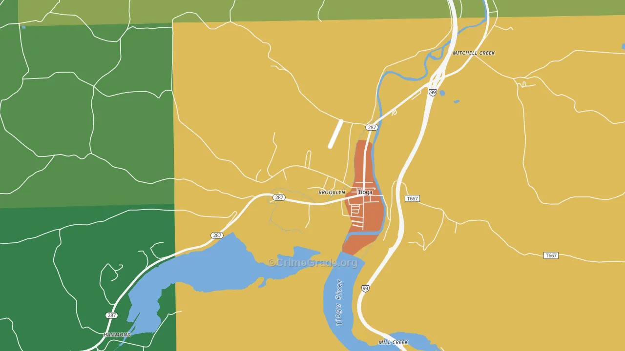 Tioga Junction, PA Map of Murder Rates