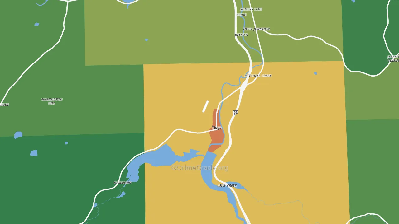Tioga, PA Map of Murder Rates