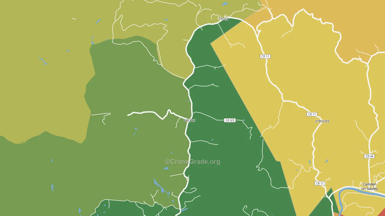 Tioga, WV Map of Murder Rates