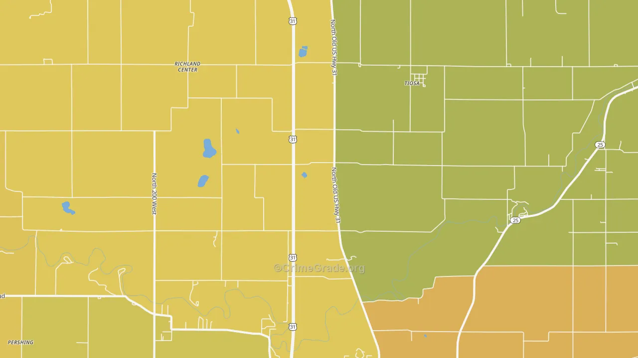 Tiosa, IN Map of Murder Rates