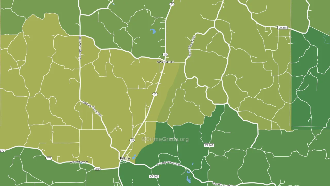 Tiplersville, MS Map of Murder Rates
