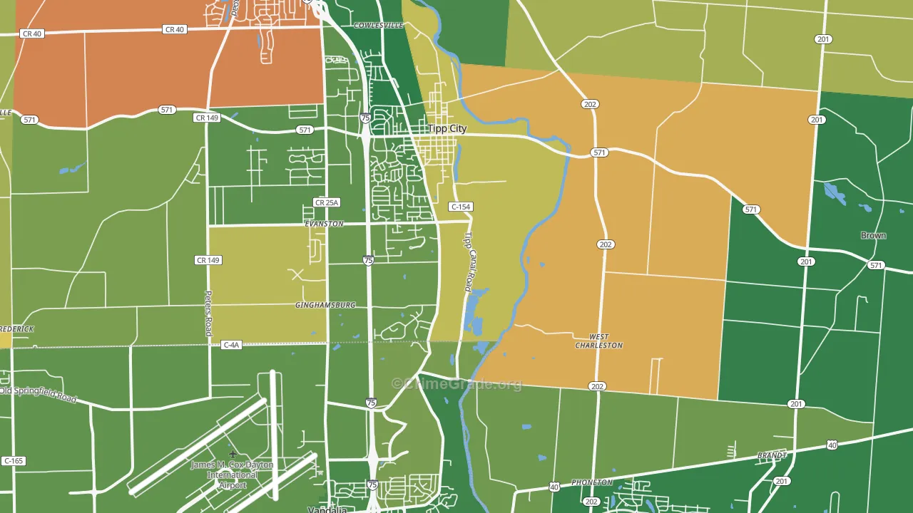 Tipp City, OH Map of Murder Rates