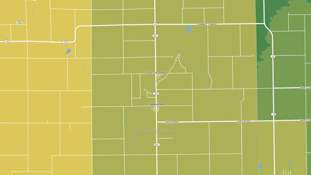 Tippecanoe, IN Map of Murder Rates