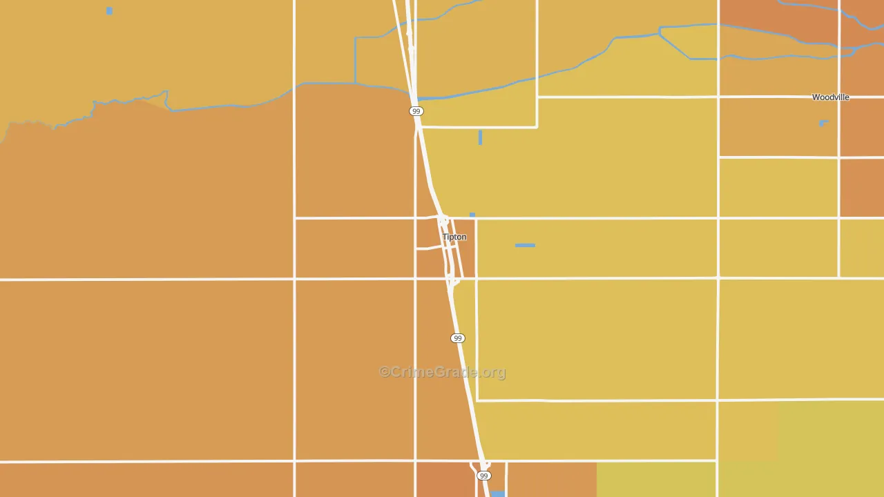 Tipton, CA Map of Murder Rates
