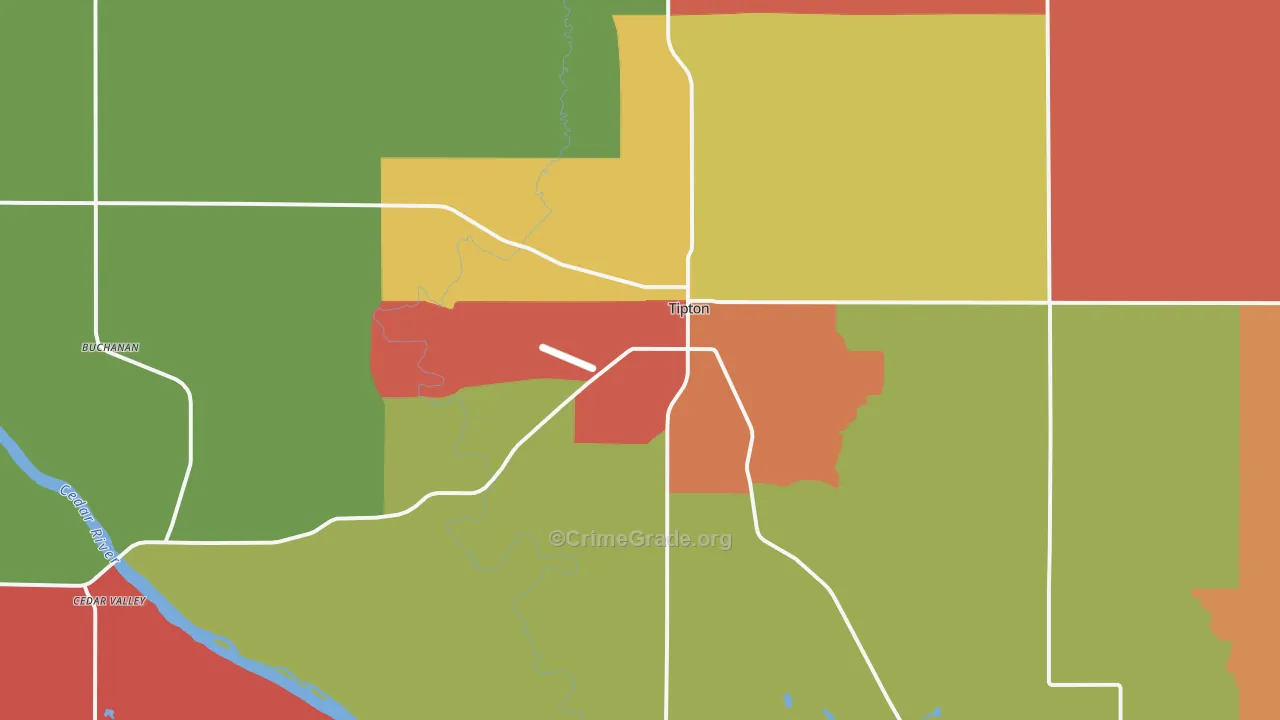 Tipton, IA Map of Murder Rates