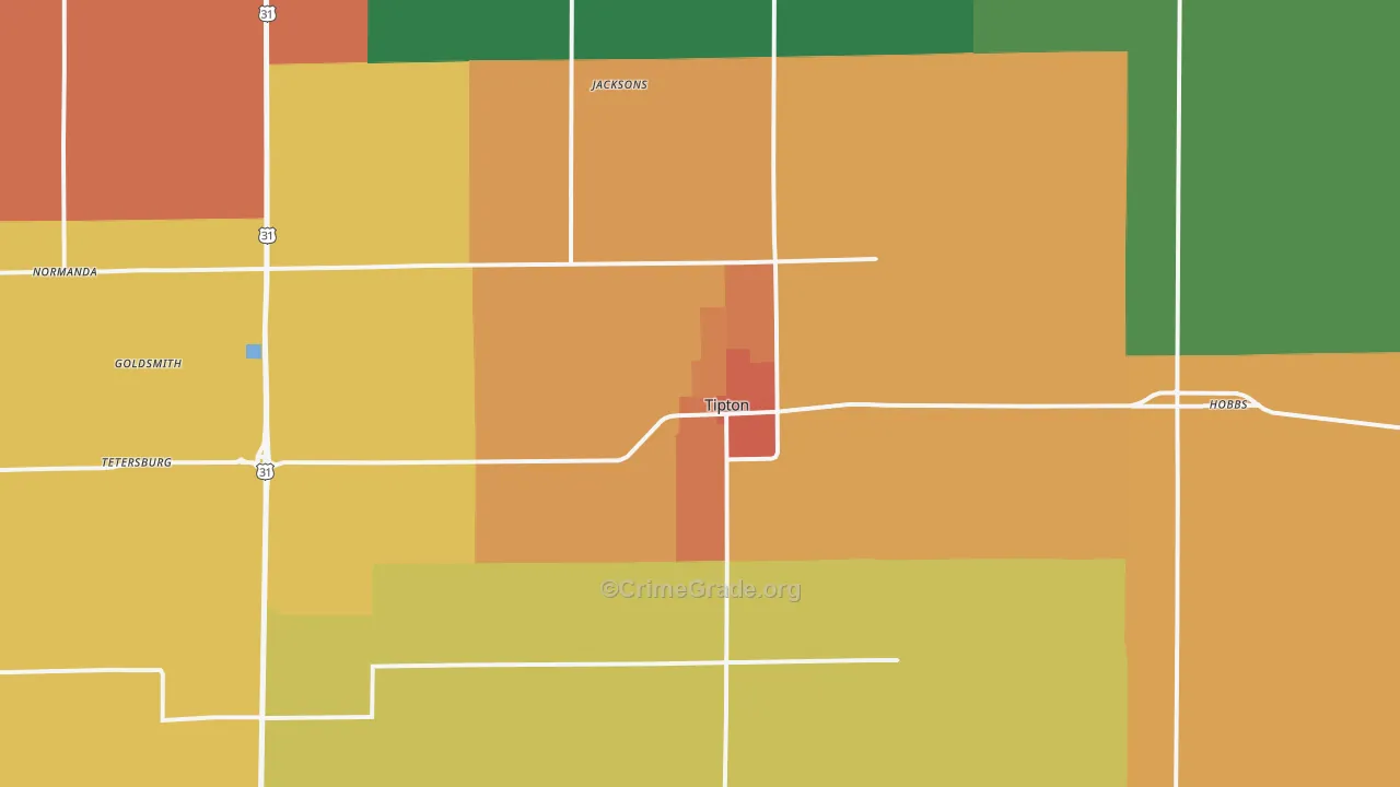 Tipton, IN Map of Murder Rates