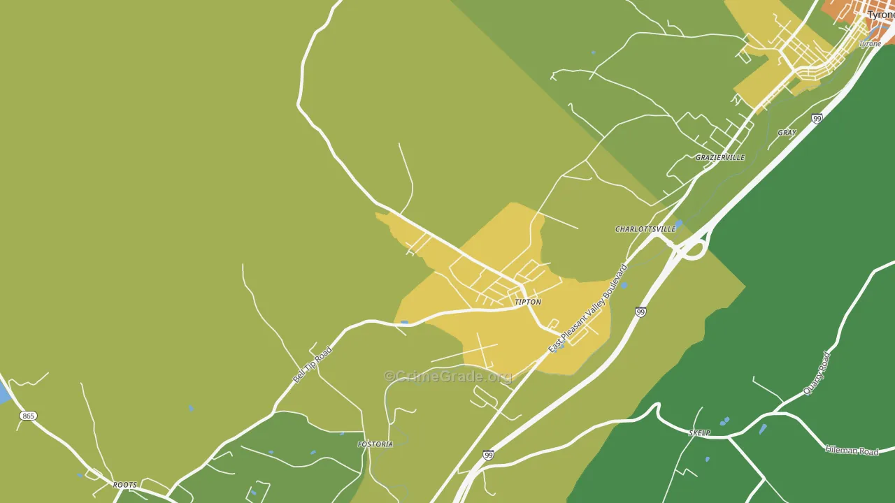 Tipton, PA Map of Murder Rates
