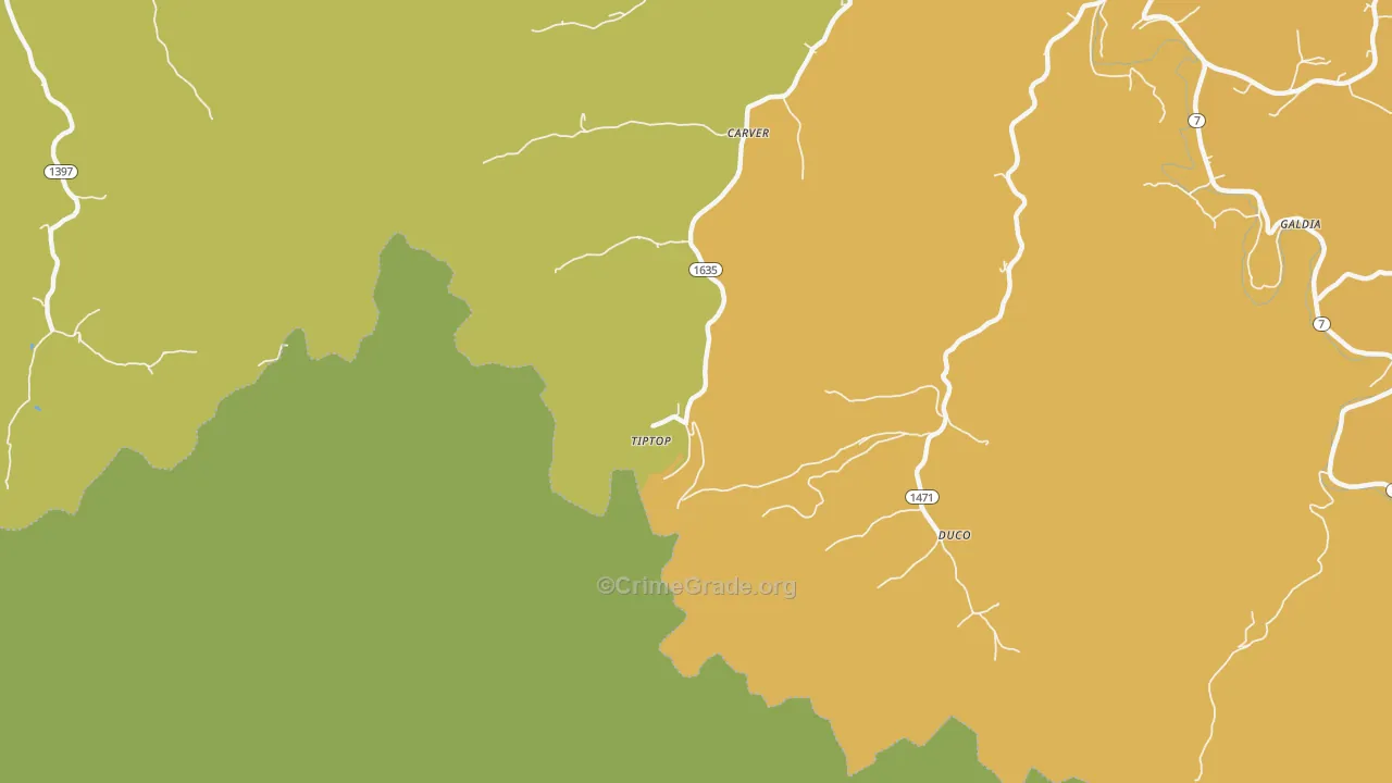 Tiptop, KY Map of Murder Rates