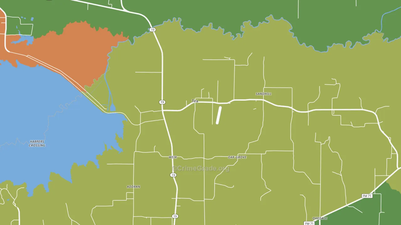 Tira, TX Map of Murder Rates