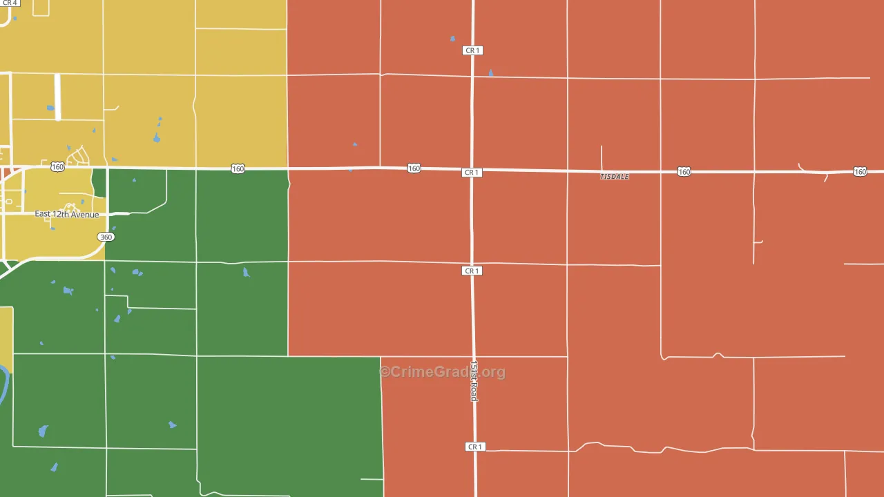 Tisdale, KS Map of Murder Rates
