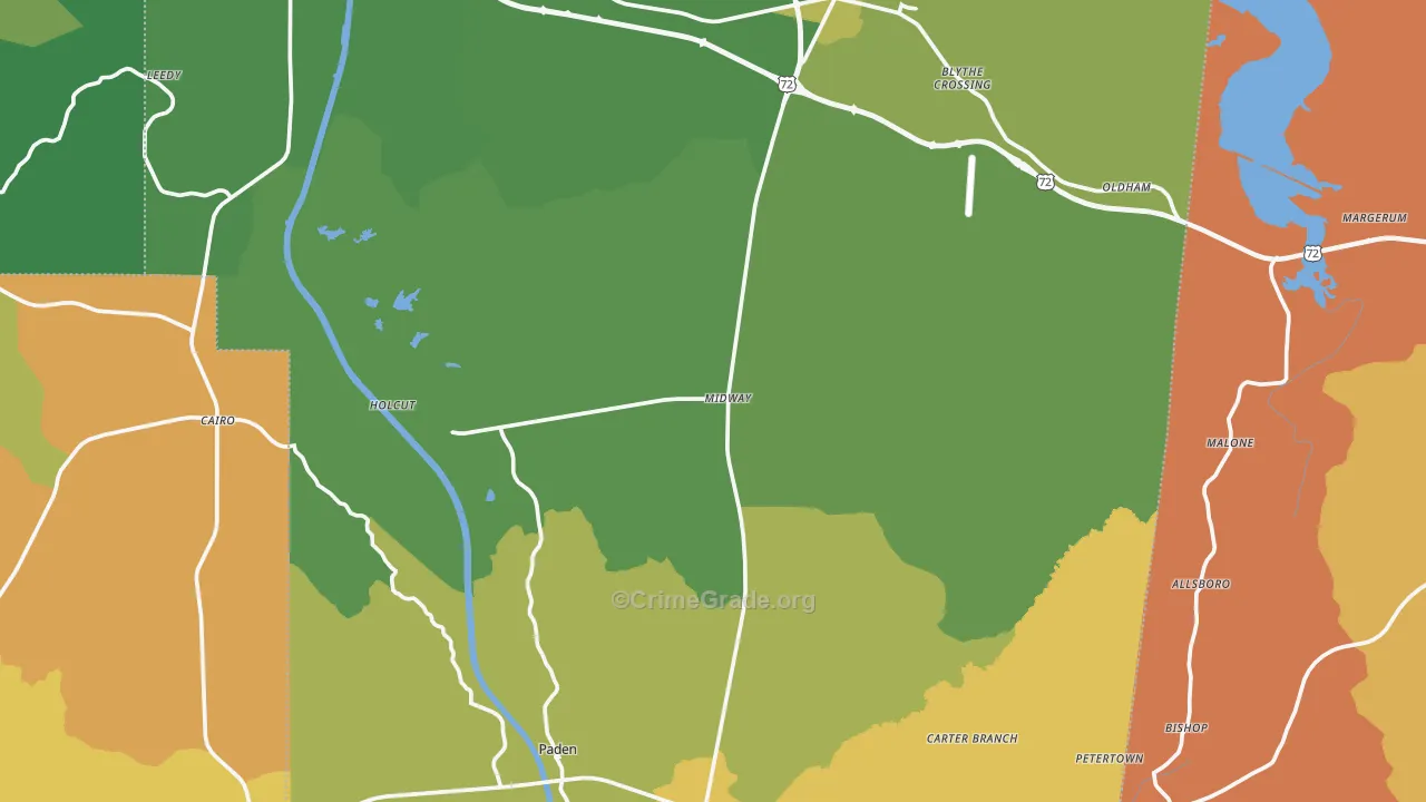 Tishomingo County, MS Map of Murder Rates
