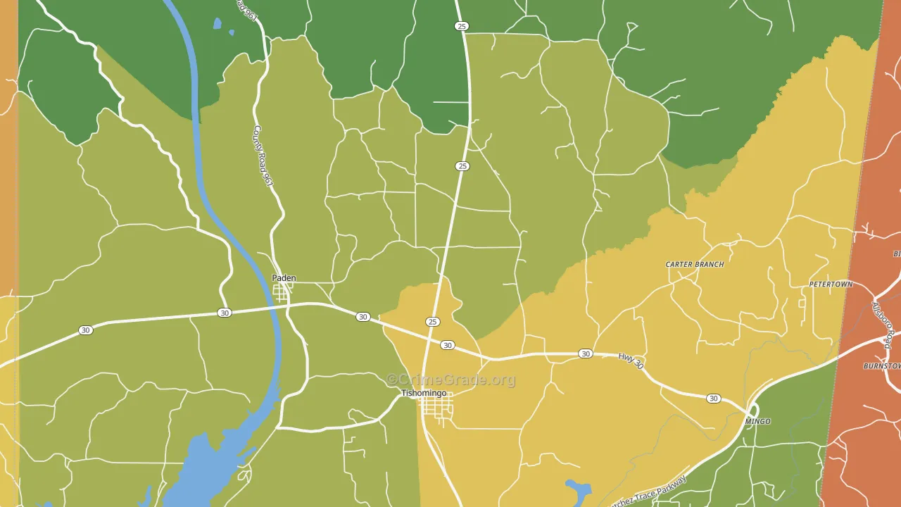 Tishomingo, MS Map of Murder Rates