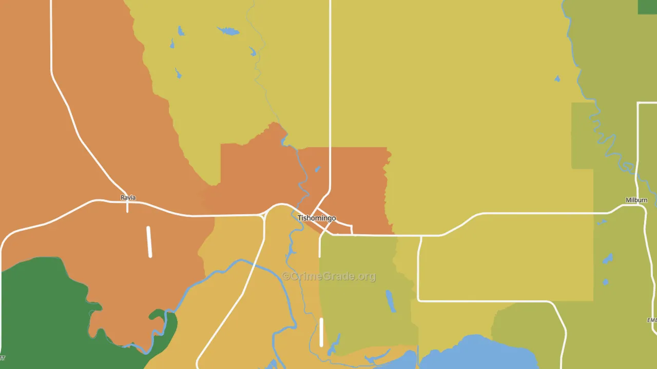 Tishomingo, OK Map of Murder Rates