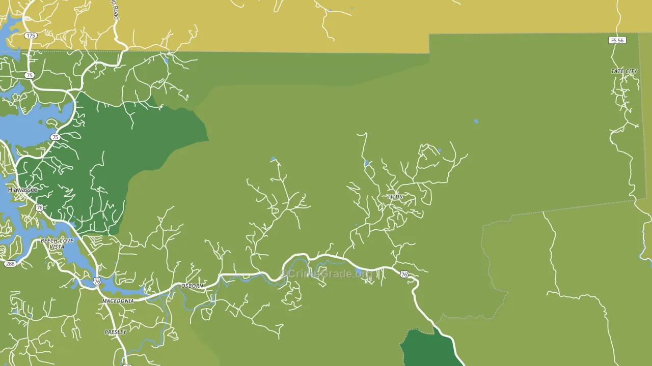 Titus, GA Map of Murder Rates