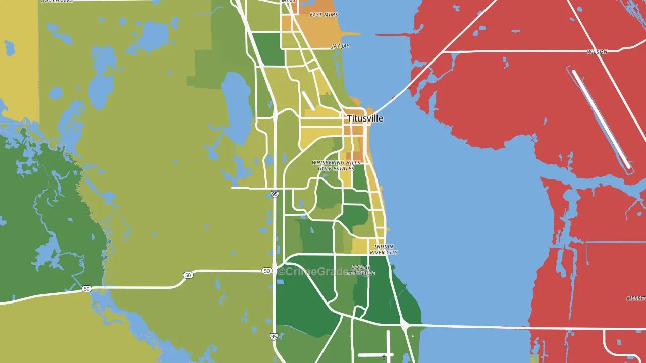 Titusville, FL Map of Murder Rates