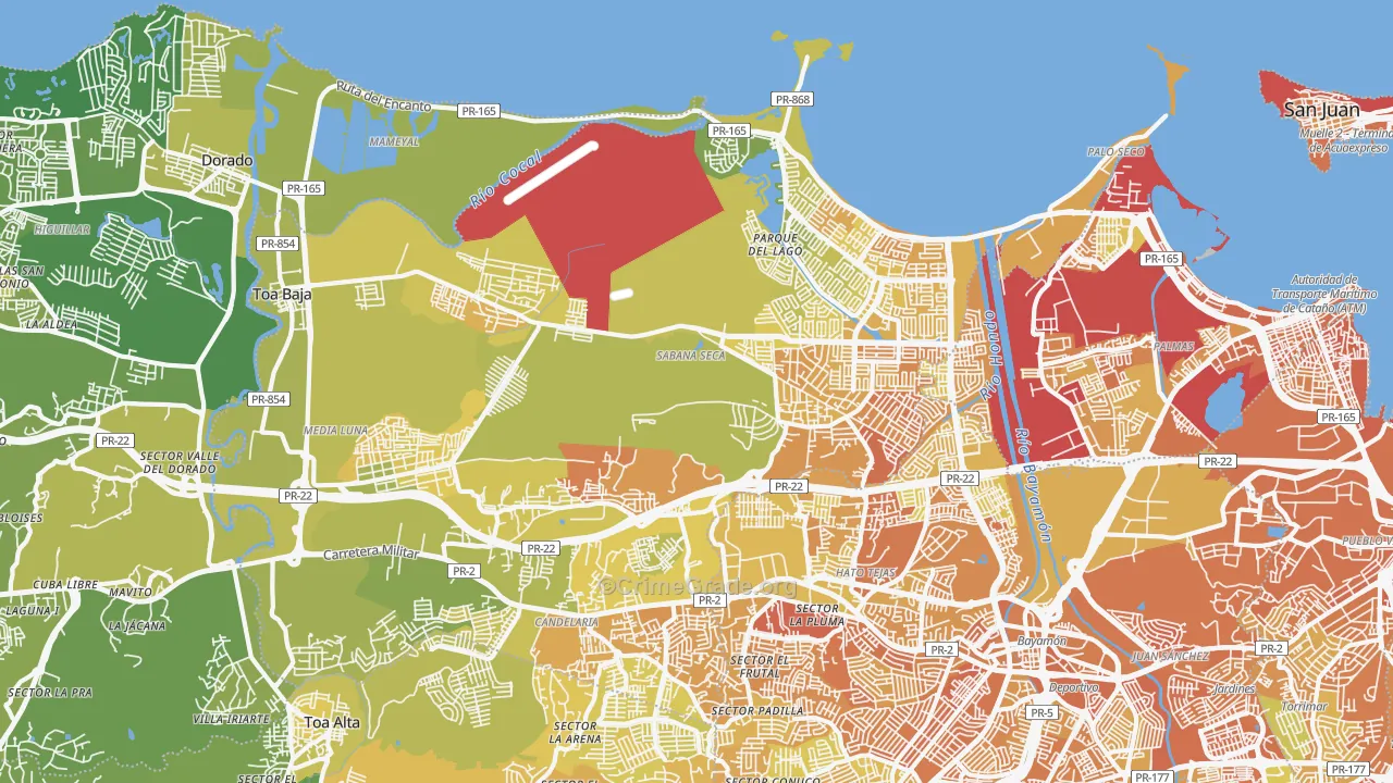Toa Baja, PR Map of Murder Rates