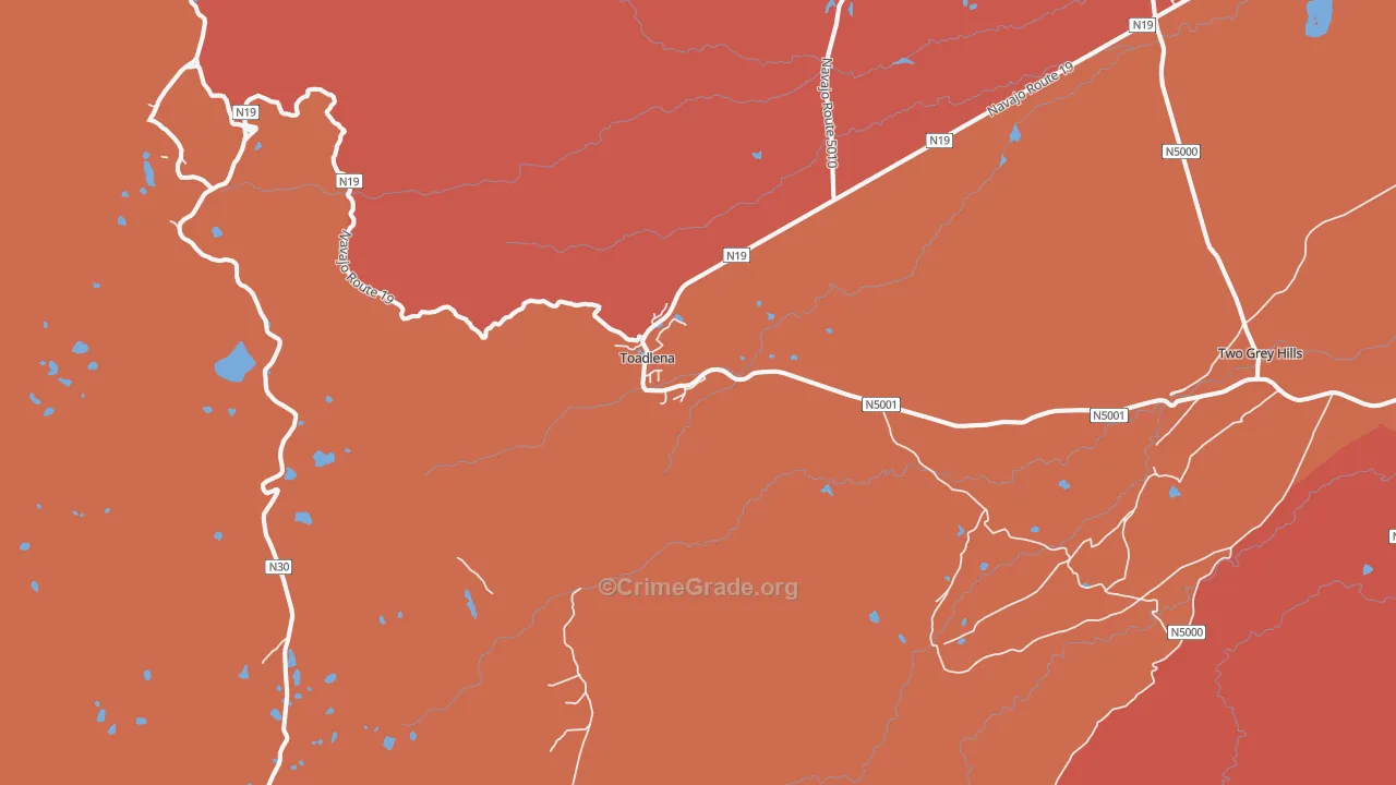 Toadlena, NM Map of Murder Rates